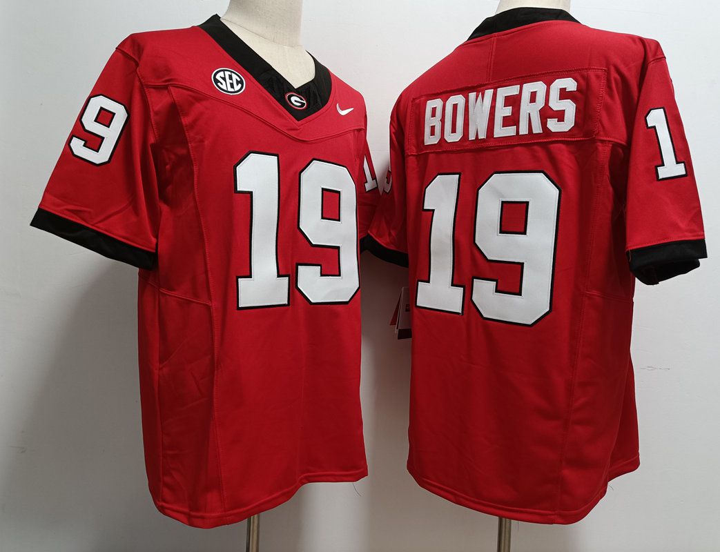 Men Georgia Bulldogs #19 Bowers Red Nike 2025 NCAA Jersey style 1